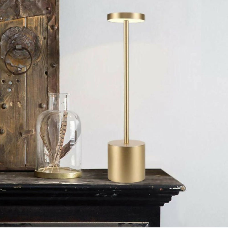 LAMPARA DE MESA RECARGABLE TOUCH DORADO DIMEABLE 3 TONOS DE LUZ