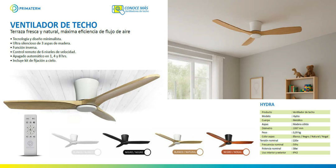 Ventilador de Techo Hydra Nogal 42” PRIMATERM