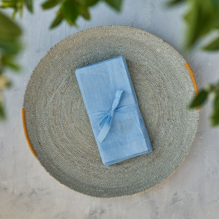 set servilleta lino celeste P