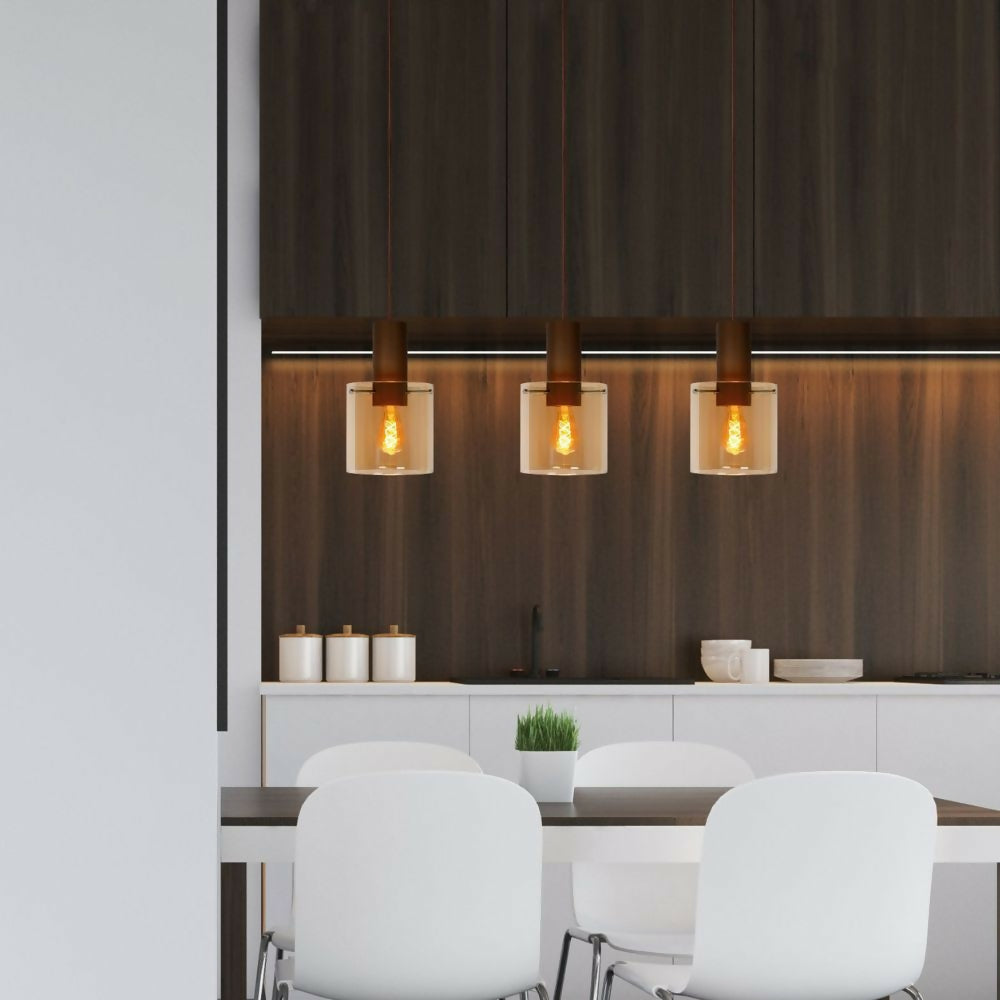 LAMPARA COLGANTE TOLEDO AMBAR 3xE27