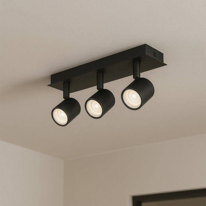 Foco Sobrepuesto 3 luces Cil III Negro Mate Ip44 GU10