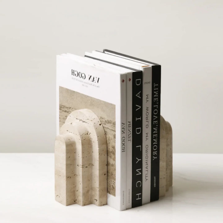 Sujeta Libros Escultura Griega Travertino Soporte