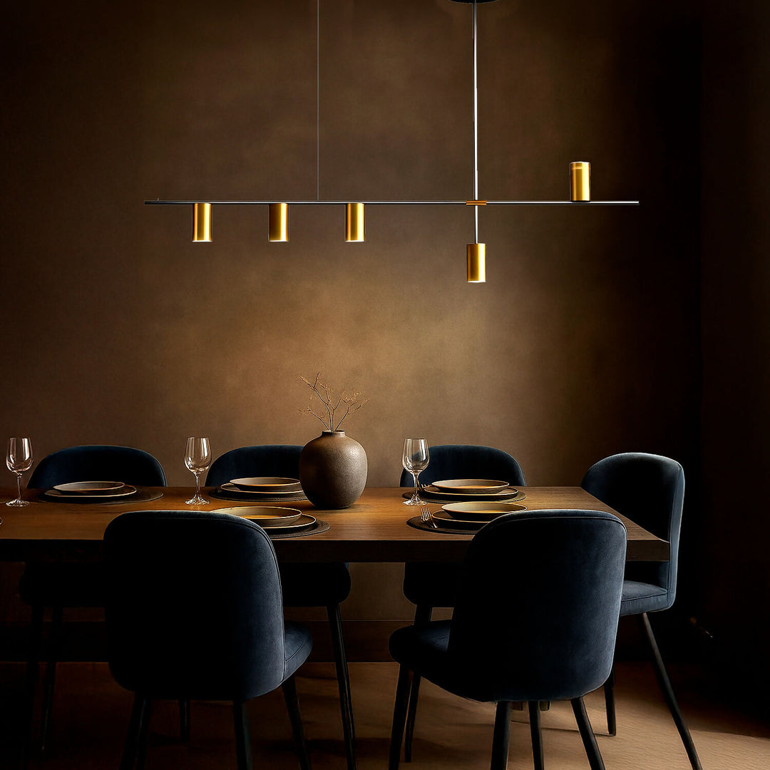 Lámpara Colgante Linen Dorado y Negro