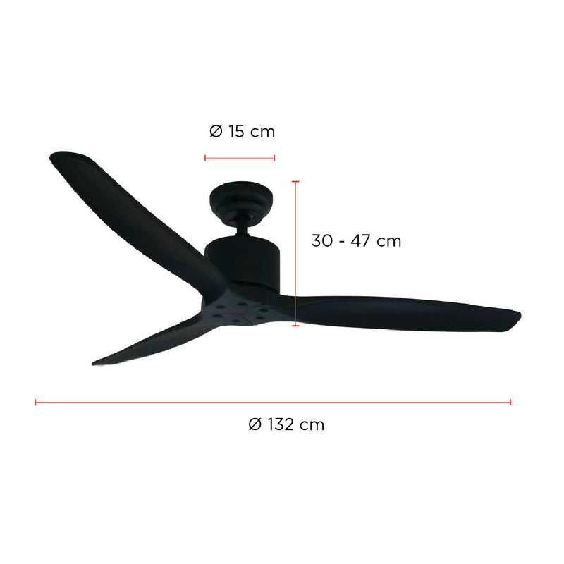 Ventilador de Techo Aviador Negro Ajustable 52” PRIMATERM