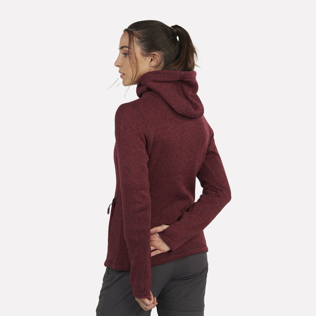 Polar Tejido Mujer Hoddie Full-Zip Tundra Burdeo Jaspeado