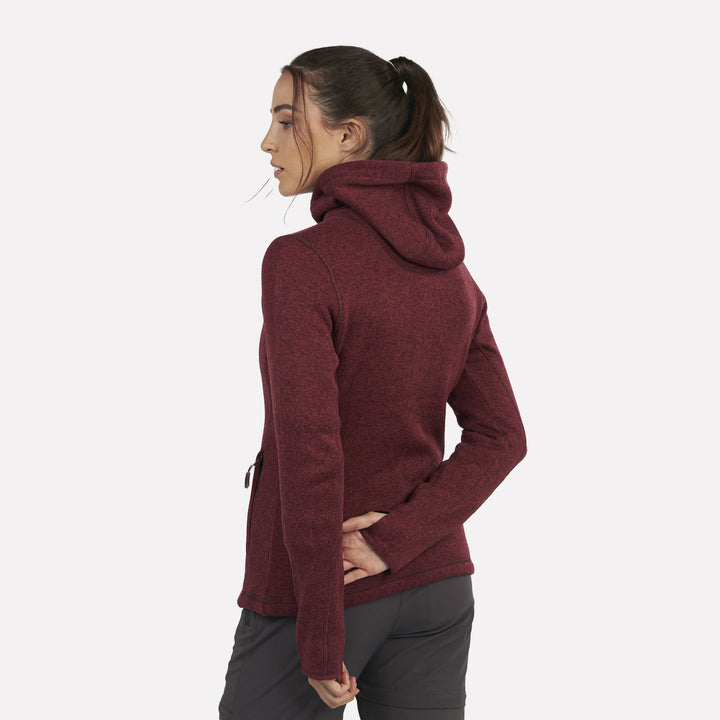 Polar Tejido Mujer Hoddie Full-Zip Tundra Burdeo Jaspeado