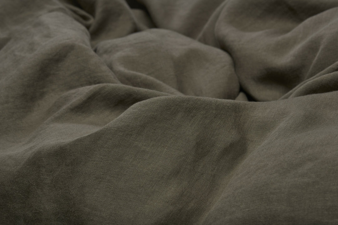 Set Funda Plumón 100% Lino prelavado, color kaki