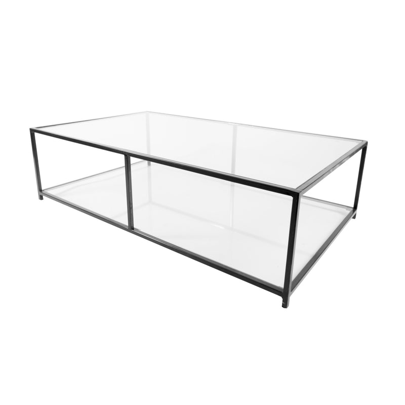 Mesa de centro Rectangular 120 dos niveles | GLASS BLACK