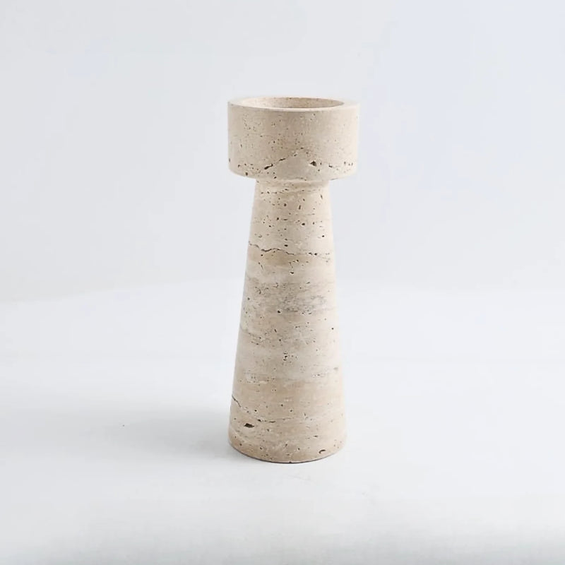 Candelabro Portavelas Marmol Travertino Torre Grande