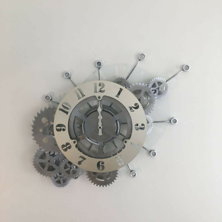 RELOJ INDUSTRIAL GRIS Y PLATA
