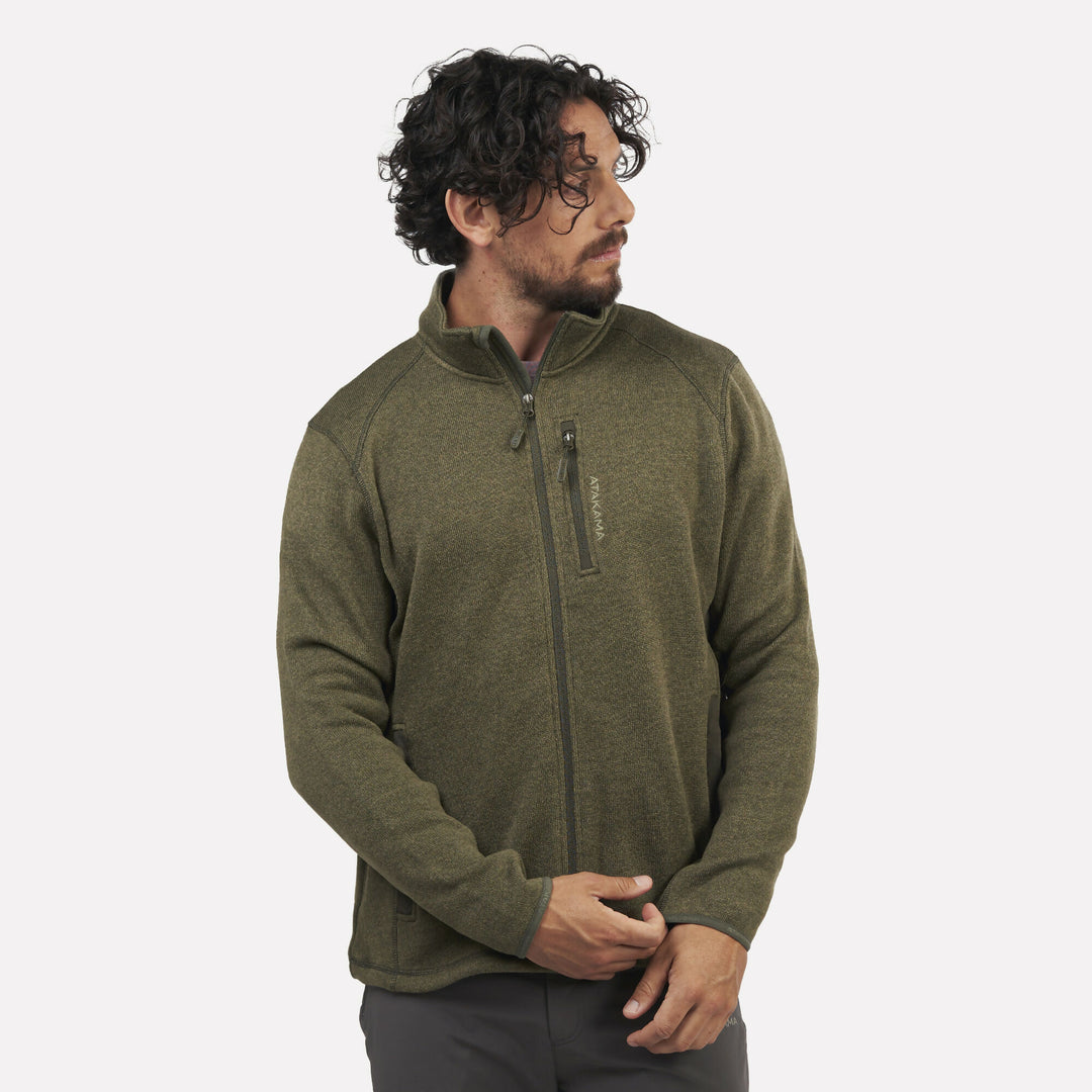 Polar Tejido Hombre Full-Zip Tundra Verde Bosque Jaspeado