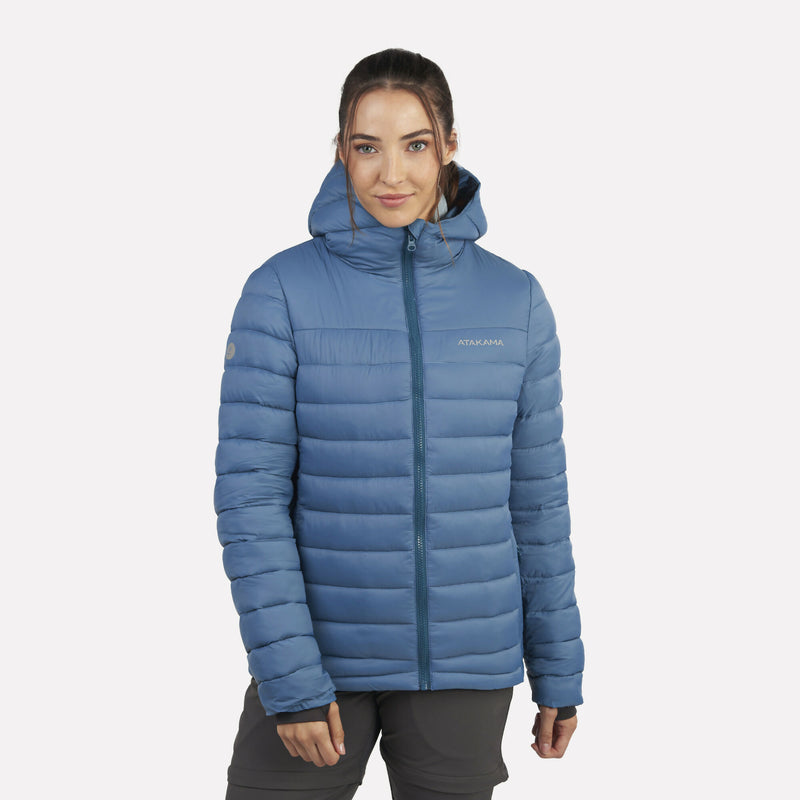 Chaqueta Parka Térmica Mujer Hoodie Indomita Azul Hortencia