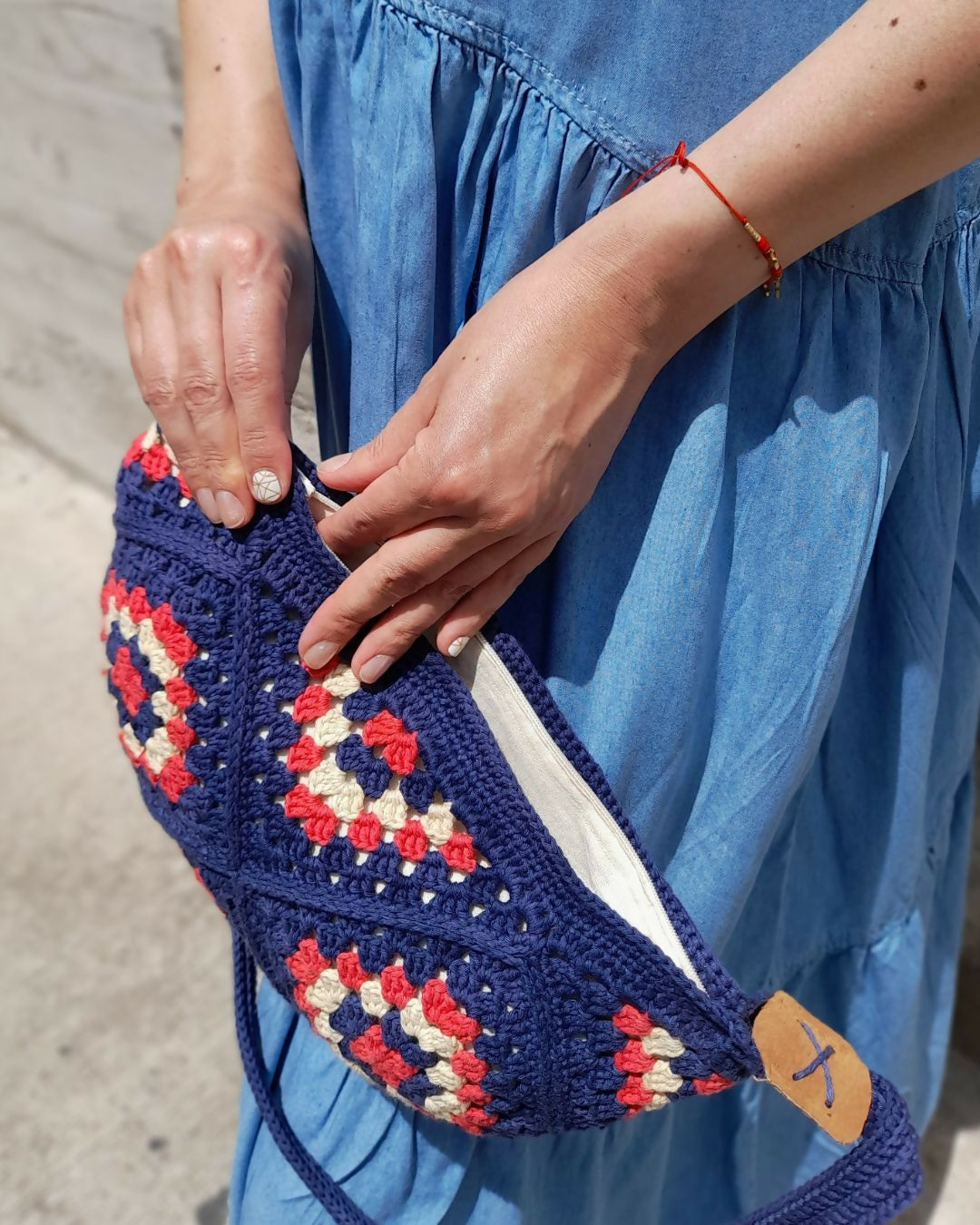 Cartera Bandolera Tejida Color Sandía