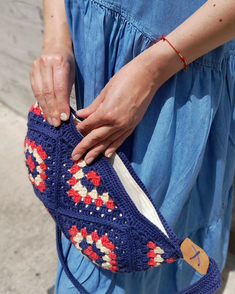 Cartera Bandolera Tejida Color Sandía