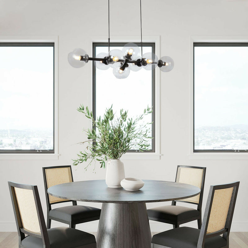 LAMPARA COLGANTE MAGNUS NEGRO CRISTAL TRANSPARENTE