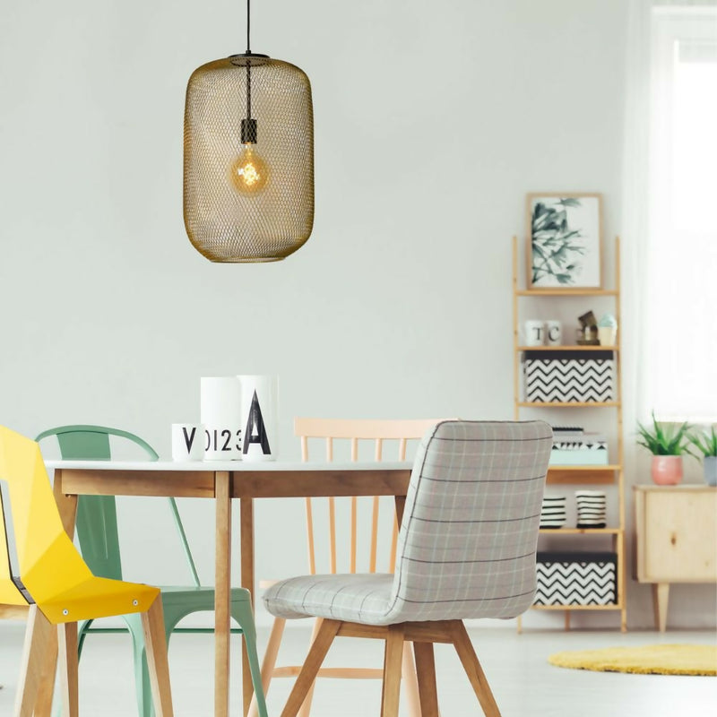 LAMPARA COLGANTE MESH DORADO VERTICAL 1xE27