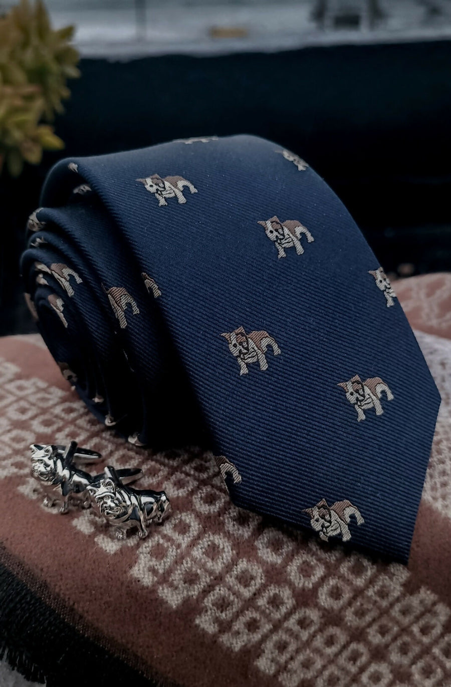 corbata seda bulldog bufanda colleras