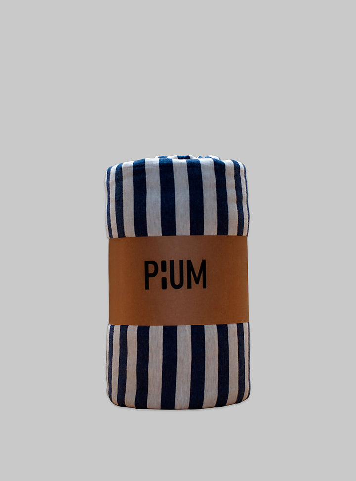 Funda plumón 100% algodón elástico, melange color azul oscuro/beige