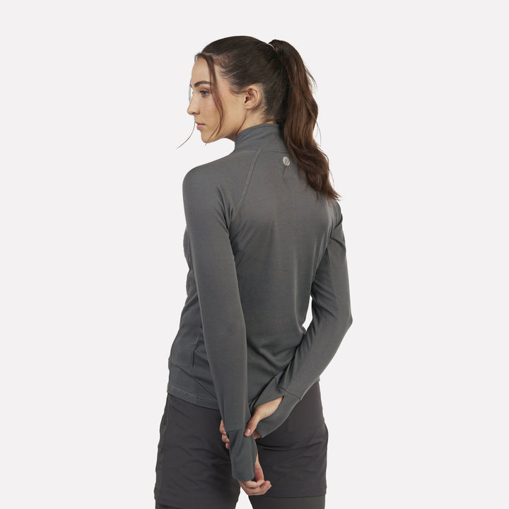 Primera capa Térmica Mujer 1/4 Zip-Cuello VentoFit Gris ceniza
