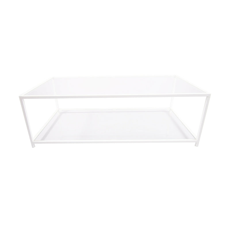 Mesa de centro Rectangular 100 dos niveles | GLASS WHITE