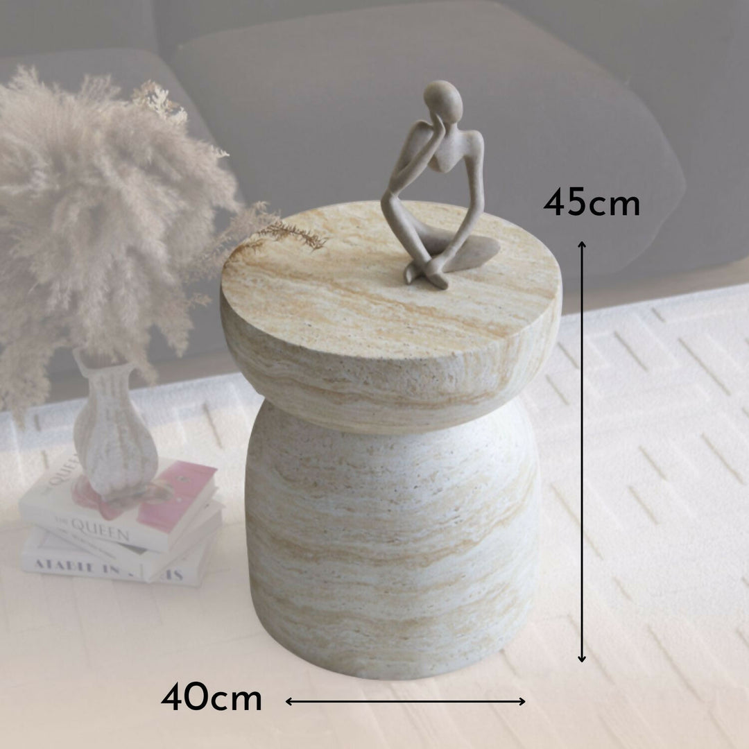 Mesa Lateral Piedra Luna Jupiter Crema