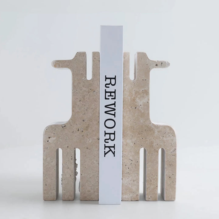 Sujeta Libros Escultura Etnica Travertino Soporte