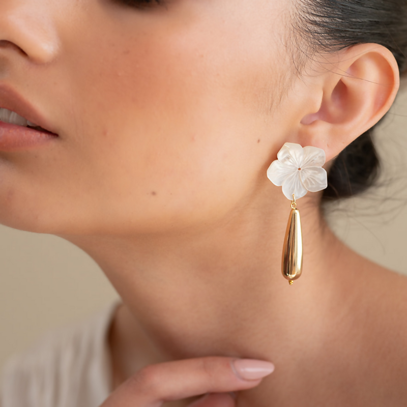 aros nacar gold flor