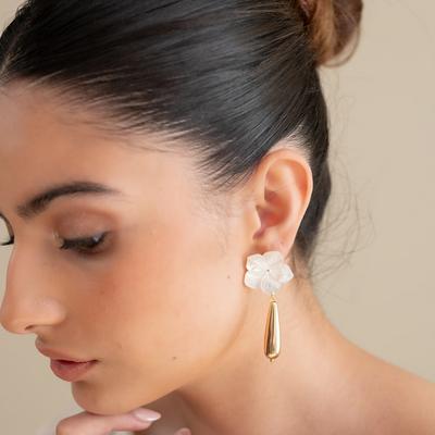aros nacar gold flor novia