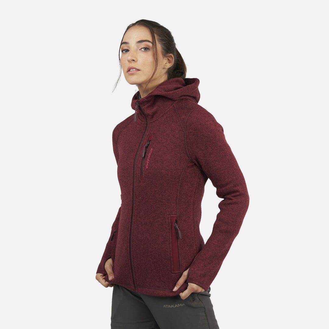 Polar Tejido Mujer Hoddie Full-Zip Tundra Burdeo Jaspeado