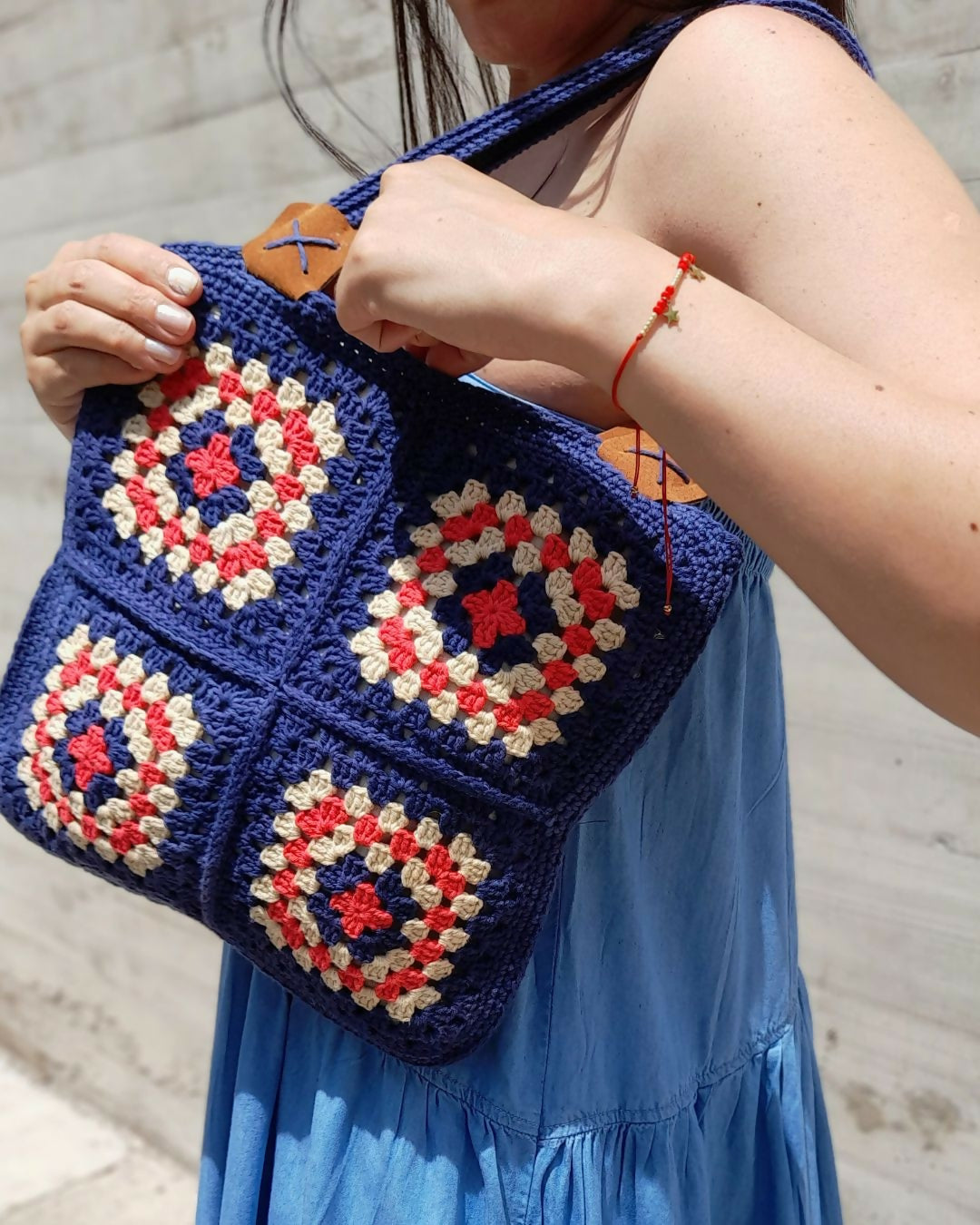 Cartera Tejida Cuadrada Color Sandía