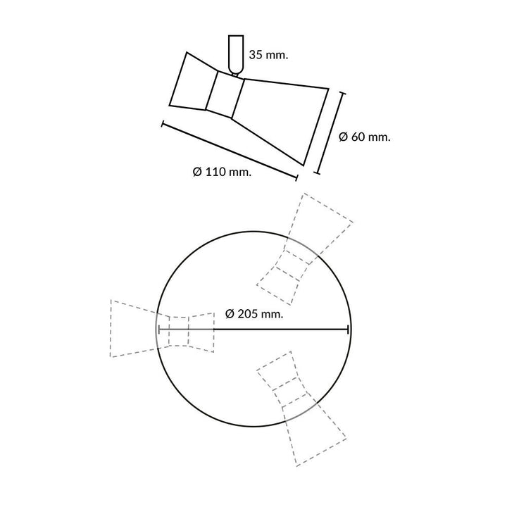 Plafón Zeny 3 Luces Negro Mate