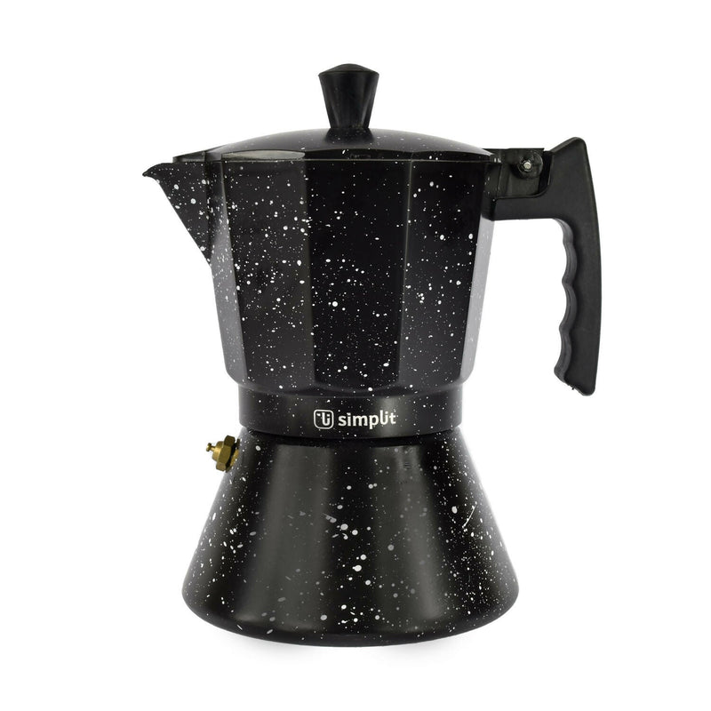 Cafetera Italiana Simplit Negra Granito de Aluminio 12 Tazas