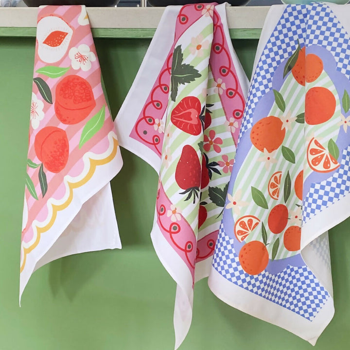 Paños-damascos-frutillas-naranjas