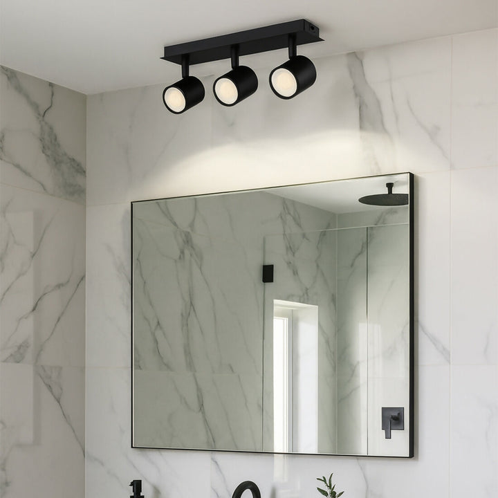 Foco Sobrepuesto 3 luces Cil III Negro Mate Ip44 GU10