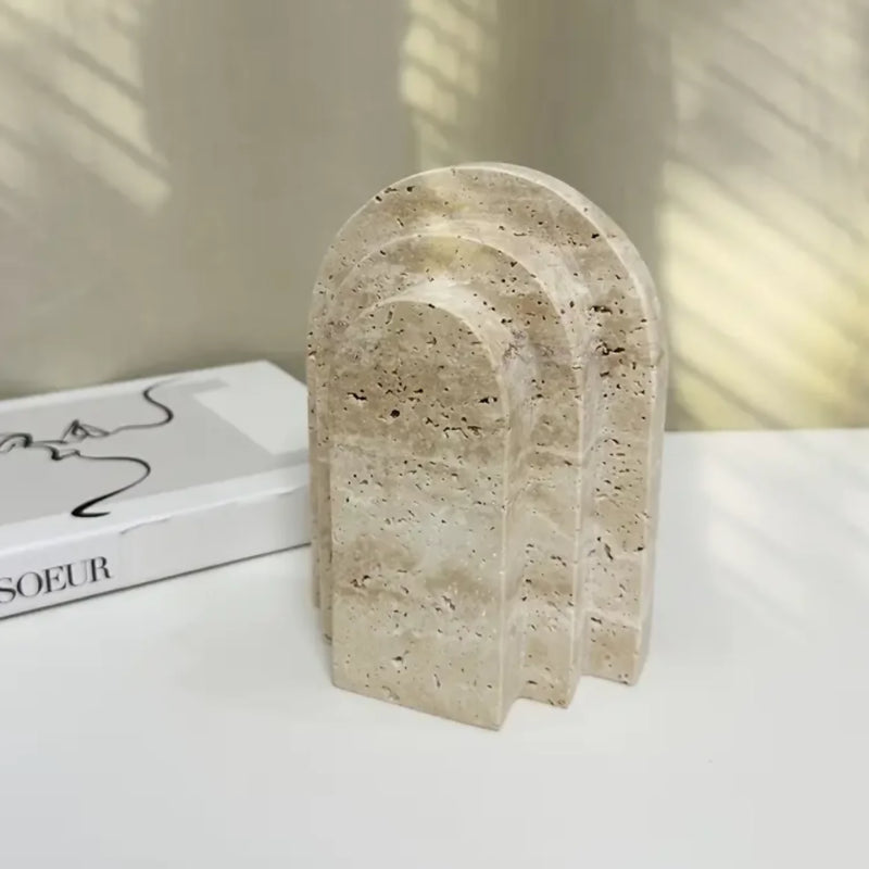 Sujeta Libros Escultura Griega Travertino Soporte