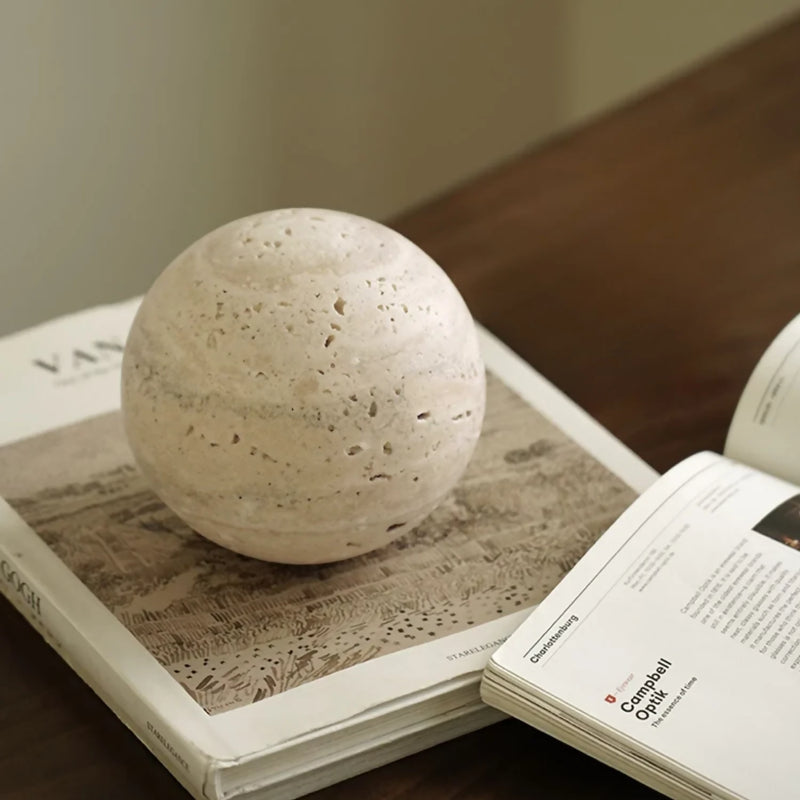 Esfera Orbis Piedra Travertino Figura Decorativa