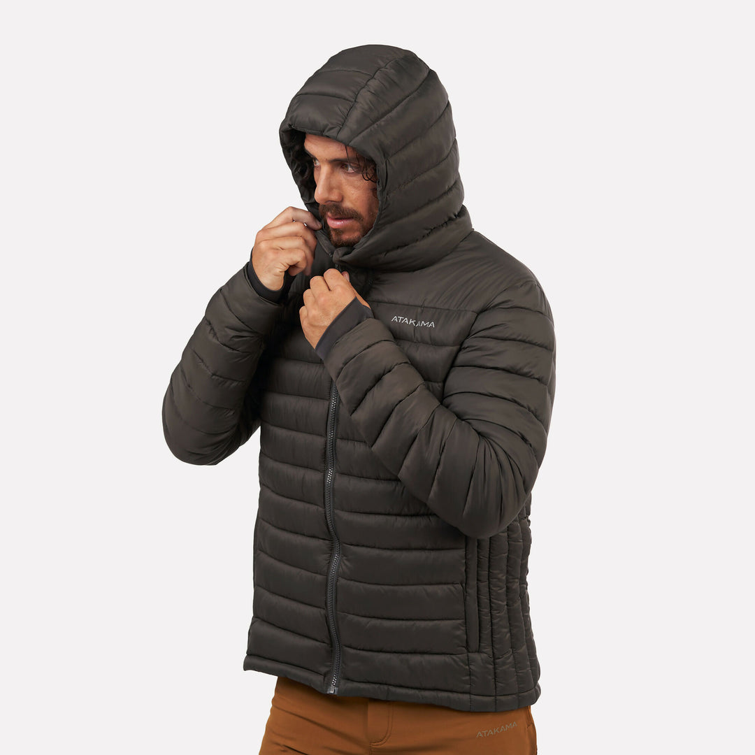 Chaqueta Parka Térmica Hombre Hoodie Indomita Gris Roca
