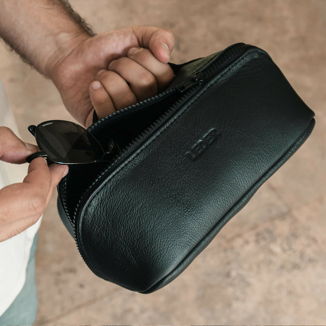 Neceser de Mano de Cuero Cubo