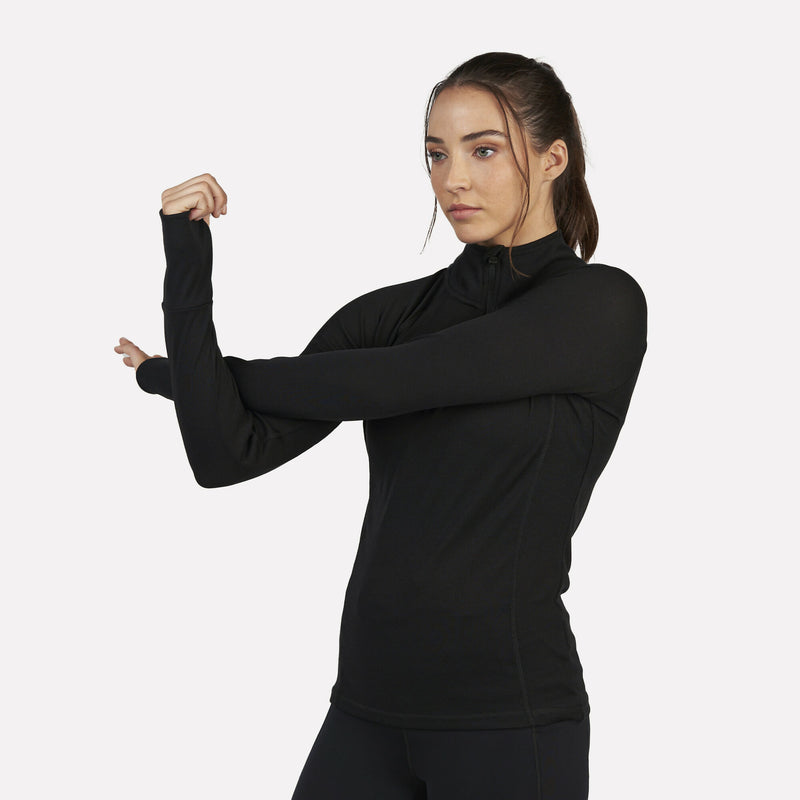 Primera capa Térmica Mujer 1/4 Zip-Cuello VentoFit Negra