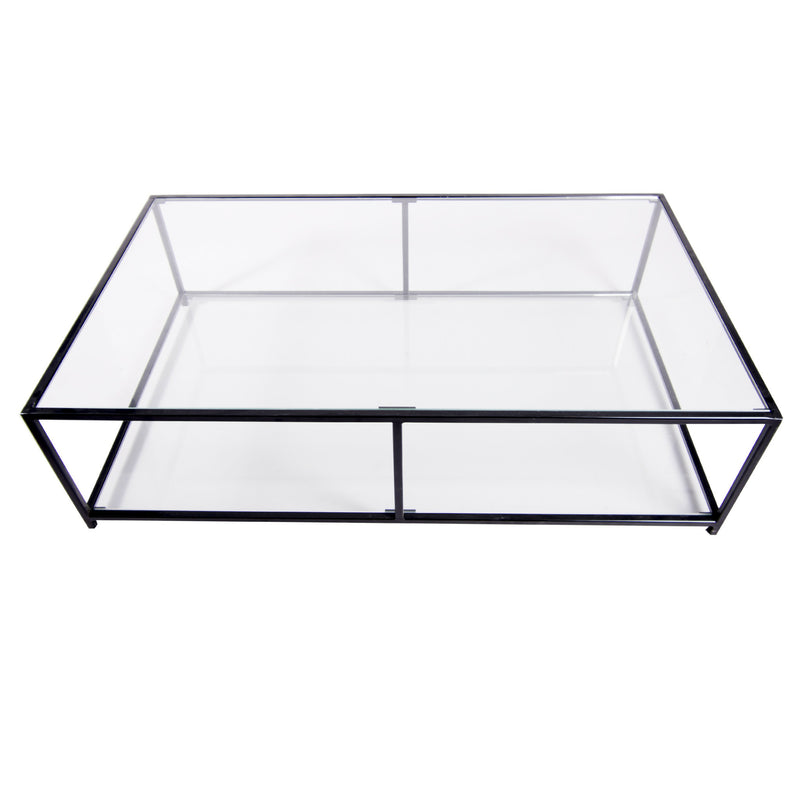 Mesa de centro Rectangular 120 dos niveles | GLASS BLACK