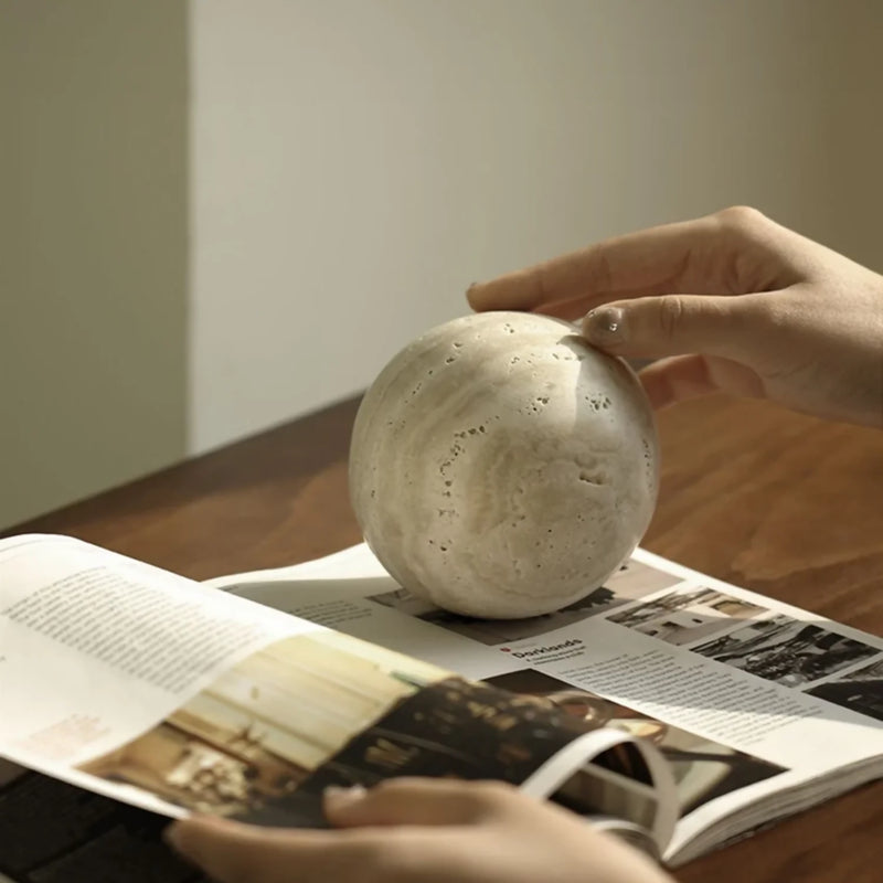Esfera Orbis Piedra Travertino Figura Decorativa