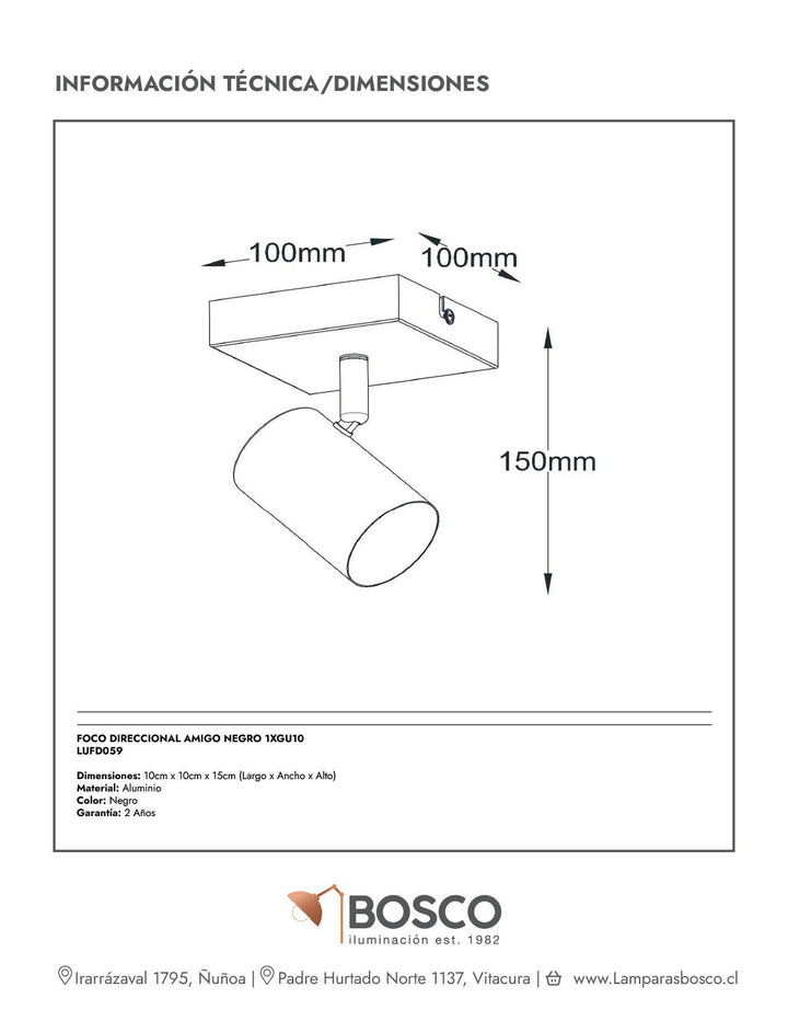 FOCO DIRECCIONAL AMIGO NEGRO 1XGU10