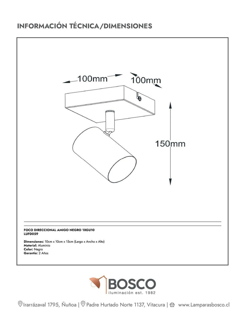FOCO DIRECCIONAL AMIGO NEGRO 1XGU10
