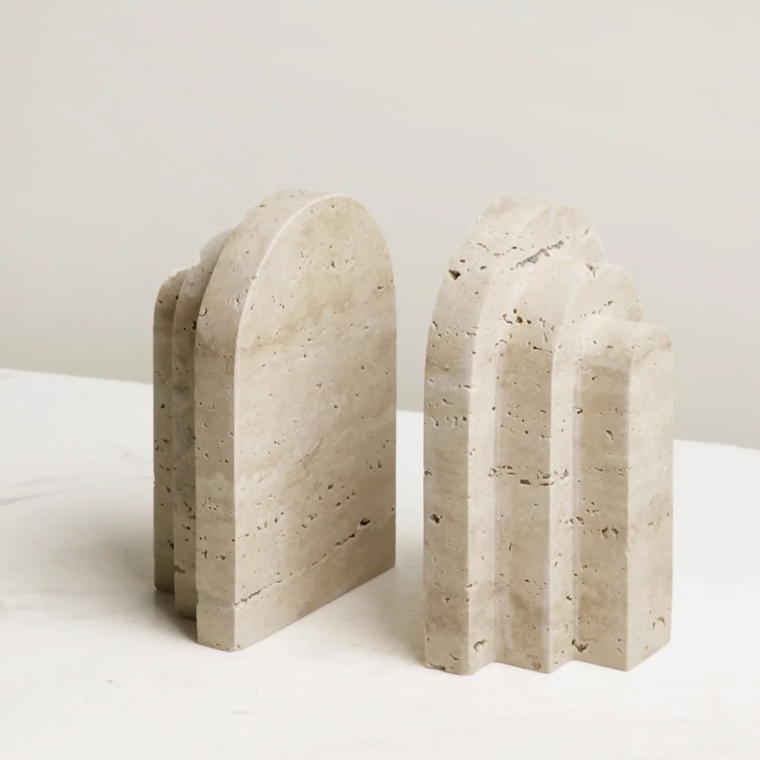 Sujeta Libros Escultura Griega Travertino Soporte