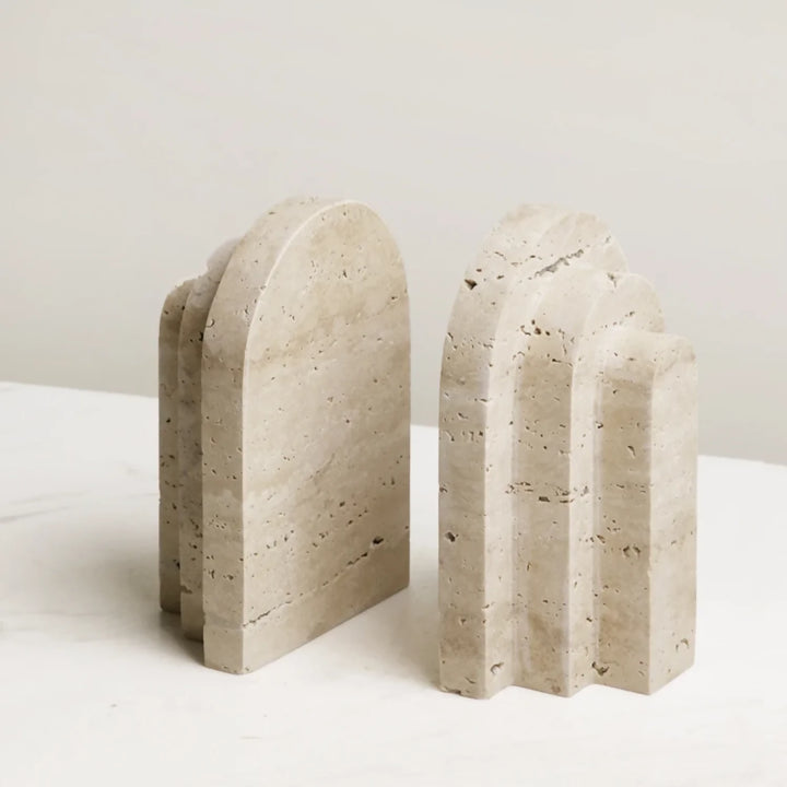 Sujeta Libros Escultura Griega Travertino Soporte