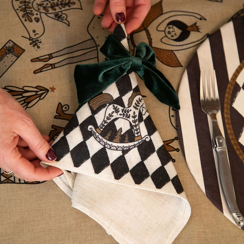 Set 4 Servilletas Cascanueces Dorado - Lino Poliester