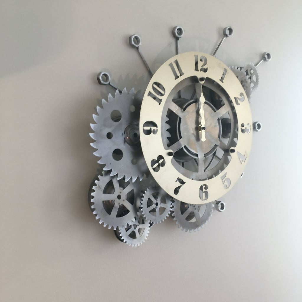 RELOJ INDUSTRIAL GRIS Y PLATA