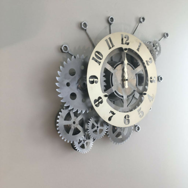 RELOJ INDUSTRIAL GRIS Y PLATA
