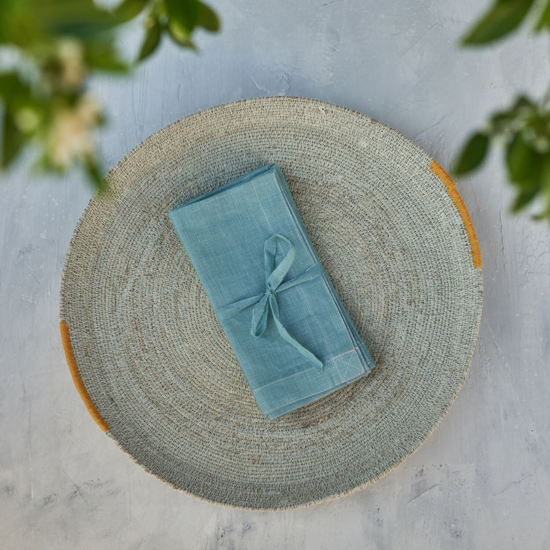 set servilleta lino verde agua P