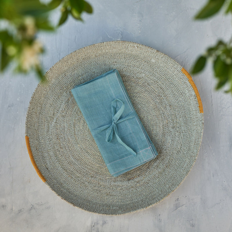 set servilleta lino verde agua P